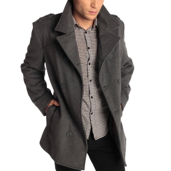 Alpine Swiss Jake Mens Wool Pea Coat Double
Breasted Jacket Gray nwt - Picture 2 of 9